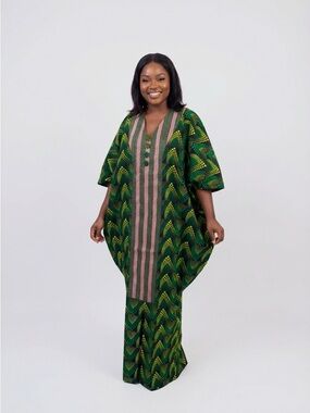 AFRICAN WAX PRINTS ANKARA BOUBOU GOWN STYLE MAXI KAFTAN